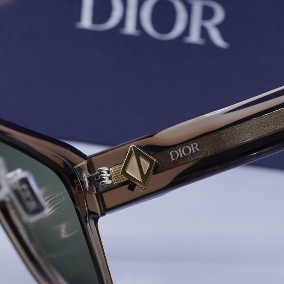 Dior CD DIAMOND S3F 64C0 Square Sunglasses - Transparent Brown/Green - Picture 8 of 10